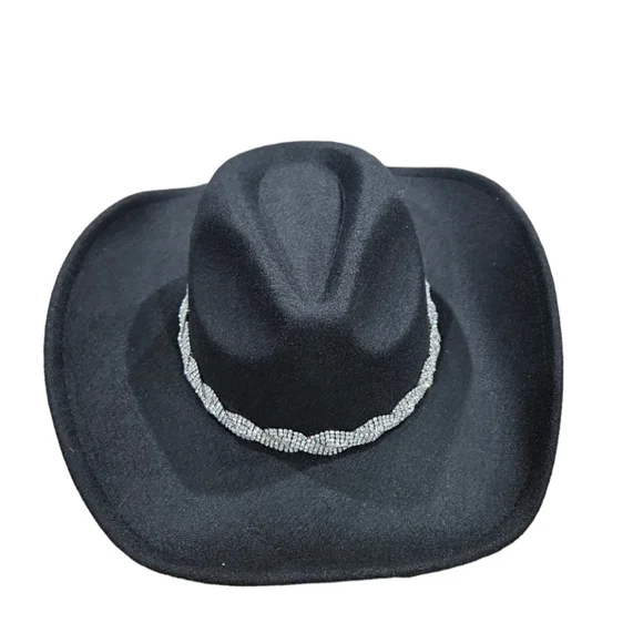 Cowgirl Hat Black with Rhinestone Details - Picture 5 of 8